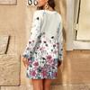 Women's Fashion Floral Print V-Neck Long Sleeve Dress