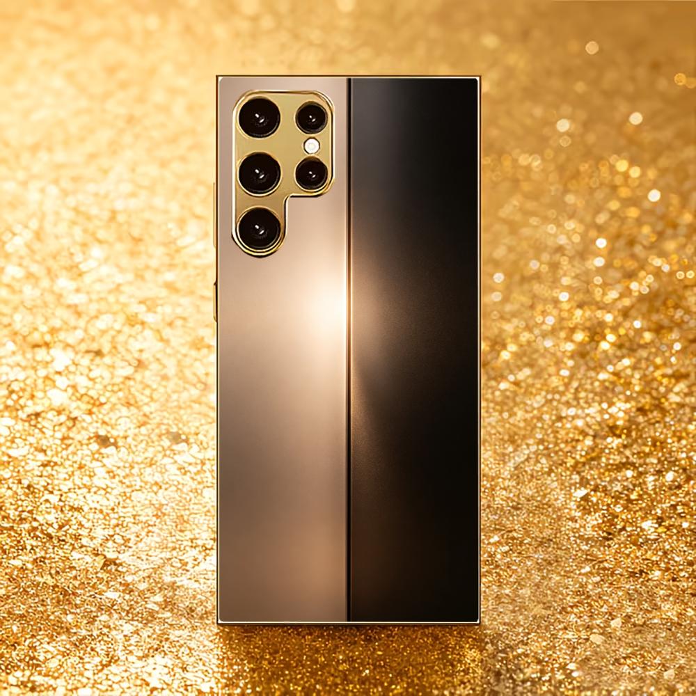Sleek Gold & Black Gradient phone case glass s25 ultra case s26 ultra case for Samsung Galaxy S26 S25 S24 S23 S22 FE Ultra Plus