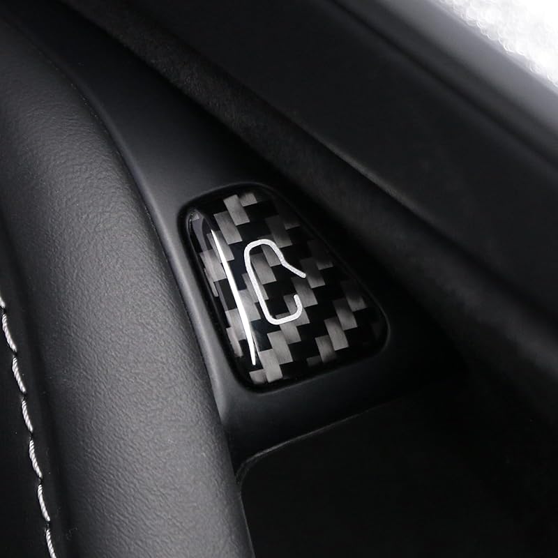 BETTERHUMZ Door Open Button Sticker Compatible with Tesla Model 3 - Model Y 2024- Carbon Fiber Door Lock Switch Trim Interior Accessories (Red)