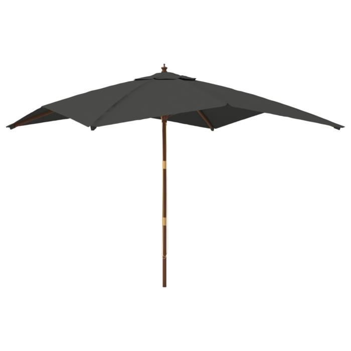 Parasol de jardin - VIDAXL - Mât en bois anthracite - 300x300x273 cm - Anti-UV et anti-décoloration
