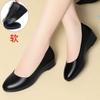 Stewardess Jiu Station non-slip soft-soled leather shoes flat-soled wedge heel work shoes women's black work professional single shoes spring and
