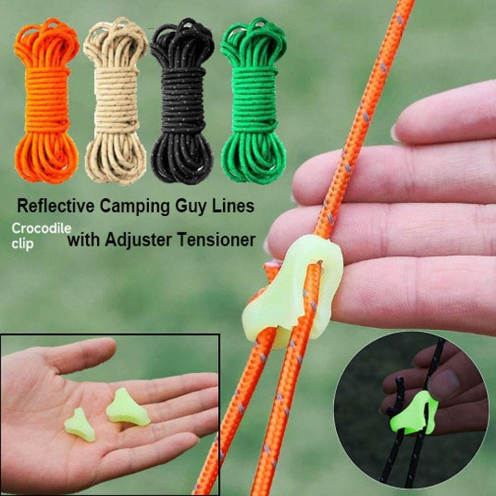 4mm/6mm Outdoor Tent Guyline Ropes 4M Length with Adjuster Tensioner Reflective Camping Guy Lines Camping Accessories