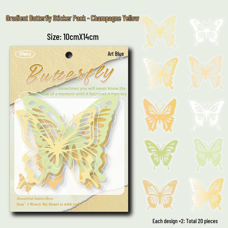 Dazzling 3D Laser Butterfly PET Sticker Pack for DIY Journal Decoration