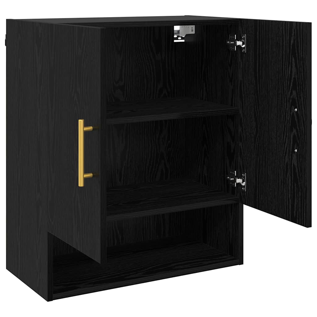 Wall Mounted Cabinet Black Oak Effect 60 X 31 X 70 Cm Particleboard
