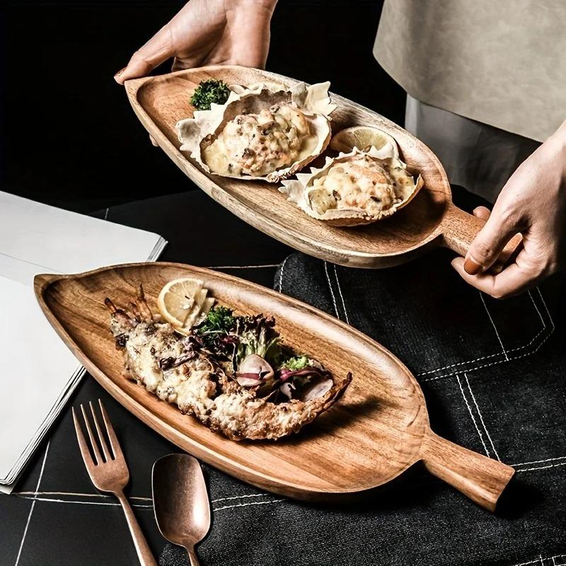 1PCS Serving Wooden Tray Restaurant Western Food Plate Japanese Creative Breakfast Wooden Plate Sushi Dessert Fruit