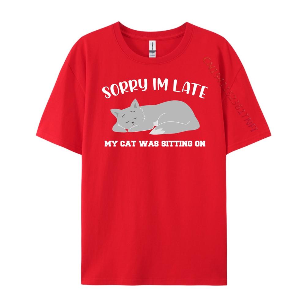 Sorry I M Late My Cat Was Sitting On Cat Mens Clothing 2025 Mens T Shirt S