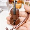 1Pc Miniature Wooden Violin Model, Simulation Dollhouse Mini For Christmas Scene, Home Display, Miniature Collectible