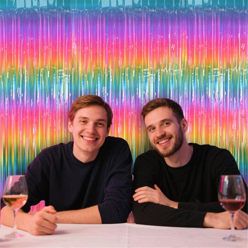 2 Stück PET Quasten Girlanden zur Partydekoration Einfache Aufbauten Sortierte Farbe Lametta Metallischer Vorhang für Heimfeier