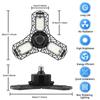 360 Degree LED Garage Lights E27 40/60/80W Deformable Ceiling Lights 3 Panel Adjustable for Garage Ceiling Workshop