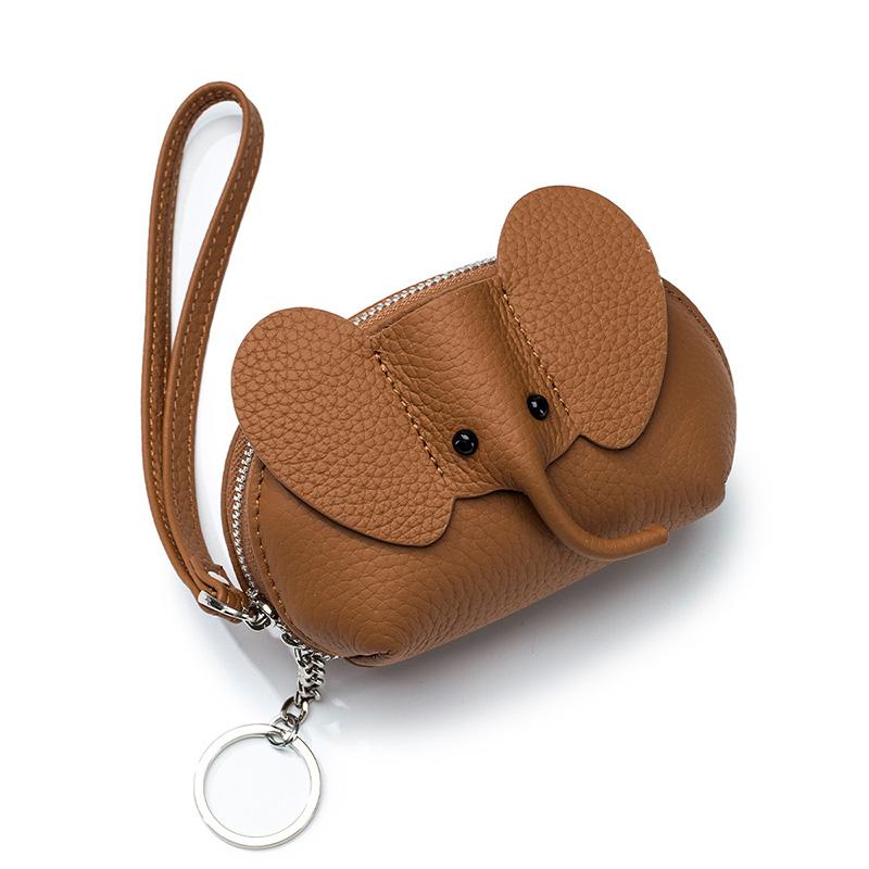Cartoon Olifant Vorm PU Leer Multi-Polsband Portemonneetje Sleutelhanger