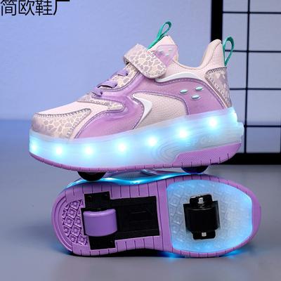 Nowe buty do biegania buty na kółkach buty ze światłami LED sznurówki buty na kółkach rolki, buty z podwójnym kółkiem