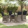 VidaXL 5-Piece Garden Dining Set with Gray Cushions Poly Rattan 3379551