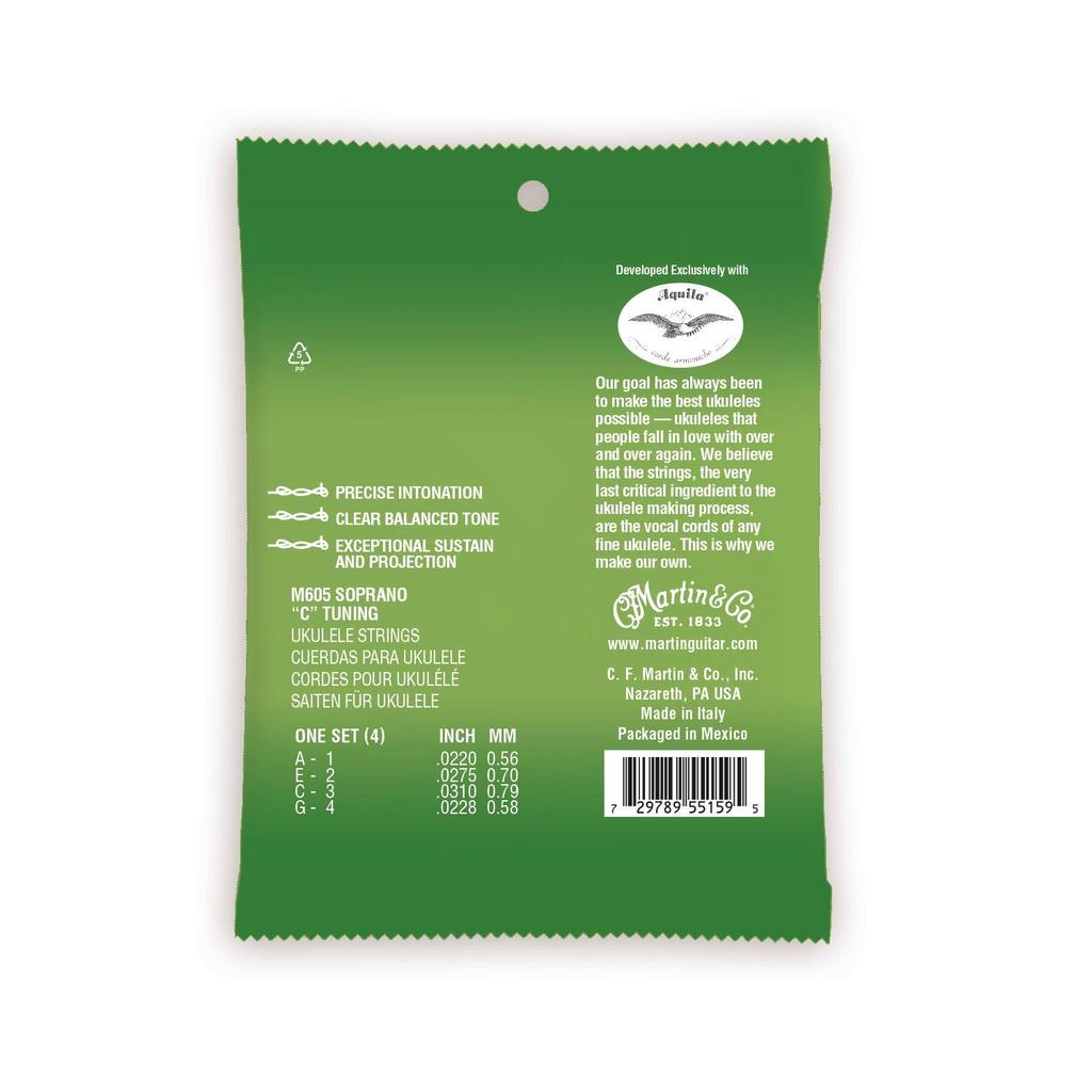 MARTIN M605 Ukulele Premium Polygut Soprano Ukulele Strings