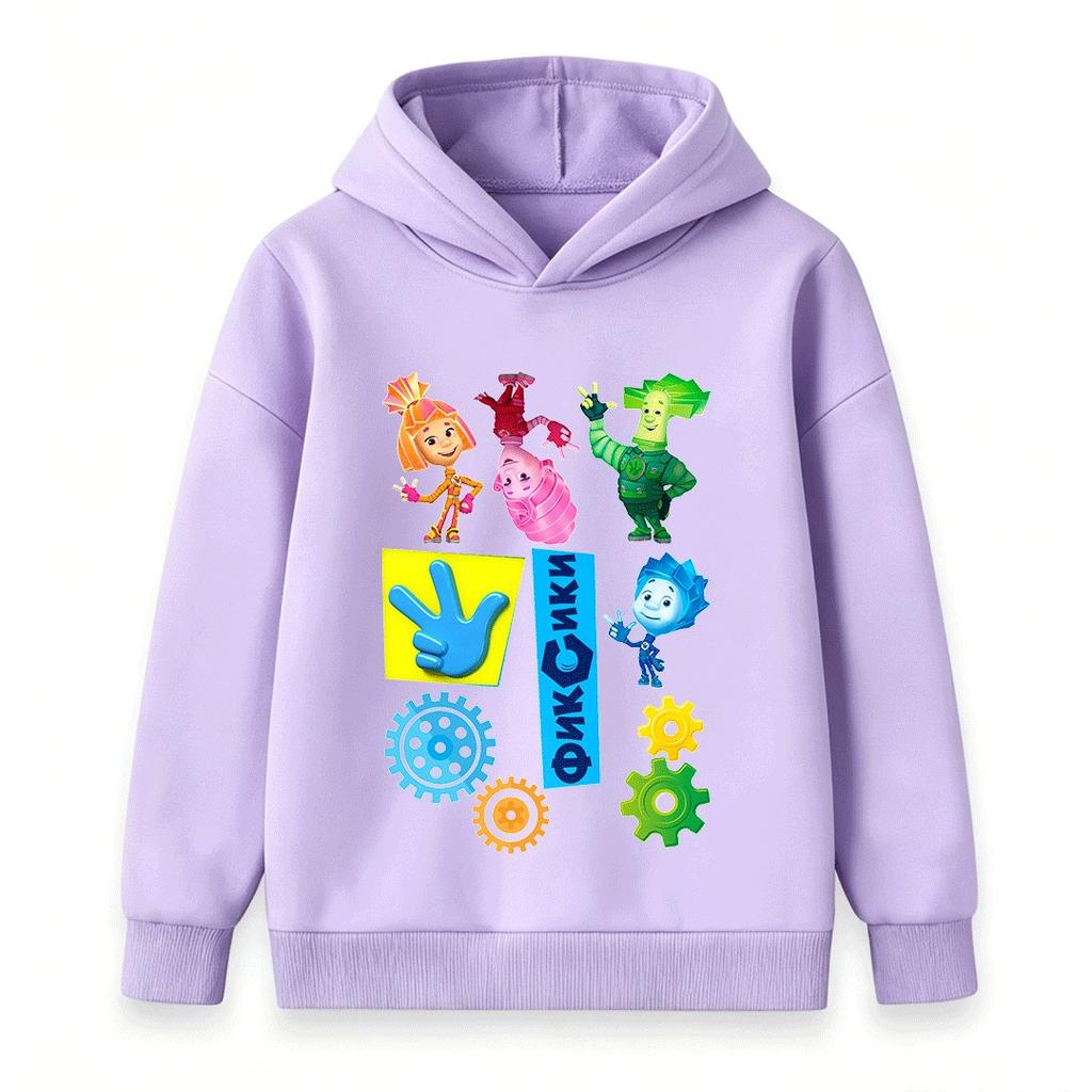 Kids Boys Girls Hoodie Cartoon Character Print Long Sleeve Casual Pullover Sweatshirt for Children Daily Wear