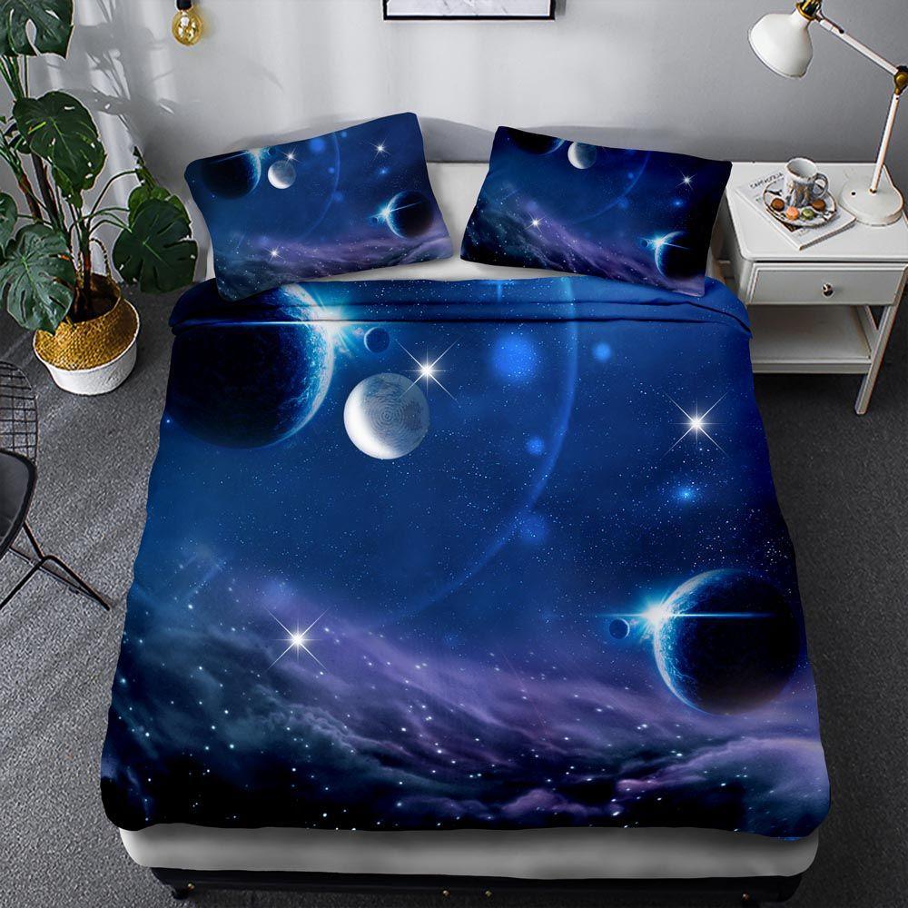 3D Digital Printing Space Star Ebay Three-piece Quilt Cover Pillowcase