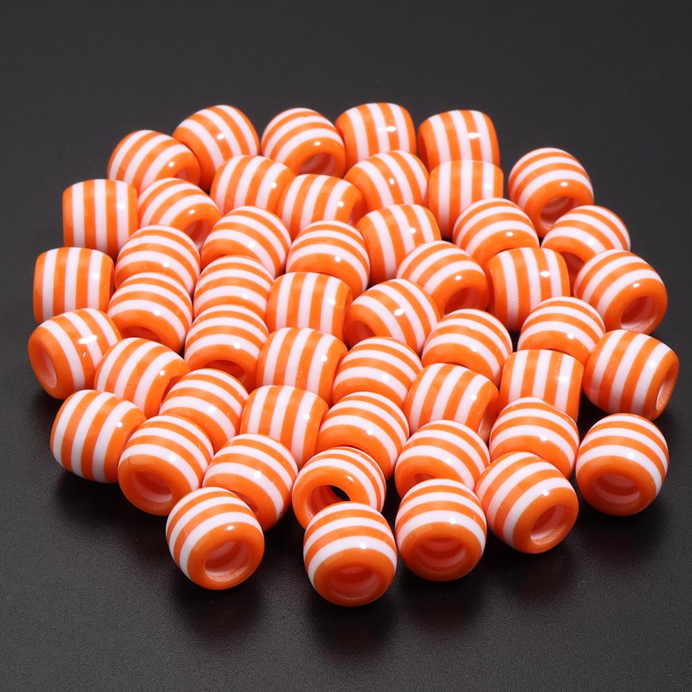 

50pcs 10x12mm Resin Stripe Beads Rainbow Barrel Beads Large Hole Loose Bead For Jewelry Making DIY Bracelet Necklace Accessories оранжевый