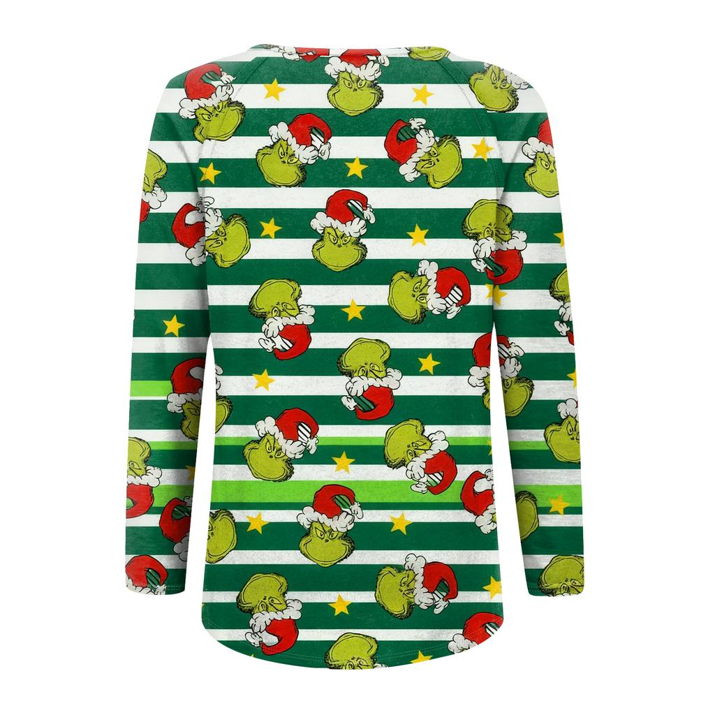 Women's Fashion Loose Raglan Sleeve T-Shirt With Christmas Print Casual Top