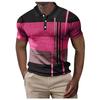 Men's Casual Striped Print Polo Shirt with Short Sleeves for Summer