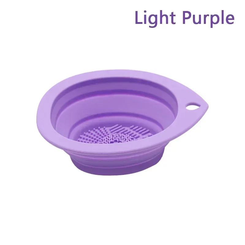 

Silicone Makeup Brush Cleaner Folding Powder Puff Scrubber Mat Eyeshadow Brush Washing Bowl Beauty Tool Cleaning Box светло-фиолетовый