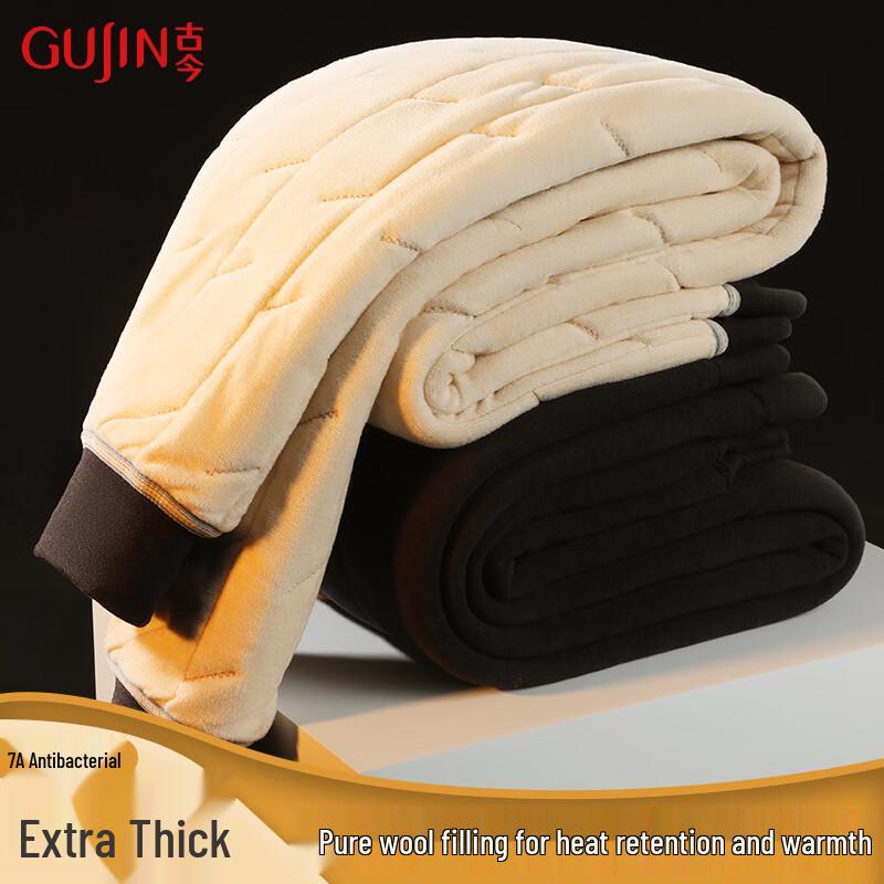 

GUJIN Мужские толстые термобрюки со 100% шерстяным наполнителем 3XL (170-200 lbs)
