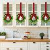 Mini Xmas Kitchen Cabinet Wreaths Small Xmas Artificial Wreaths with Plaid Bow for Door Window Wall