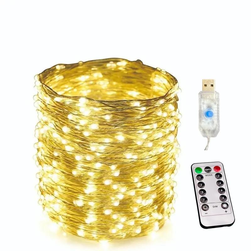 10M/20M Waterproof 8Modes USB  Copper Wire LED String Fairy Light With 13Key Remote For Xmas Party Christmas Decoration New Year