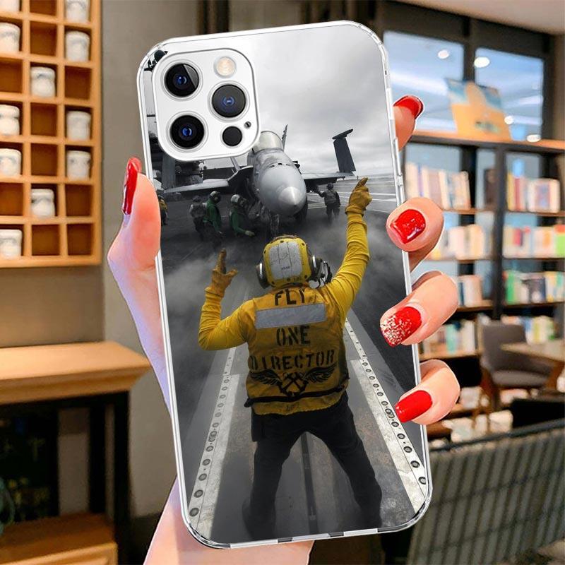 Military Aircraft Warship Fighter Cover Phone Case For iPhone 16 17 Air 15 14 Pro Max 16E Phone Case 13 Mini 12 11 7 SE 8 Print