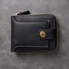Men Short Wallet Zip Closure Slim Card Holder Wallet Faux Leather Minimalist Bifold Wallet for Cards Cash Coins