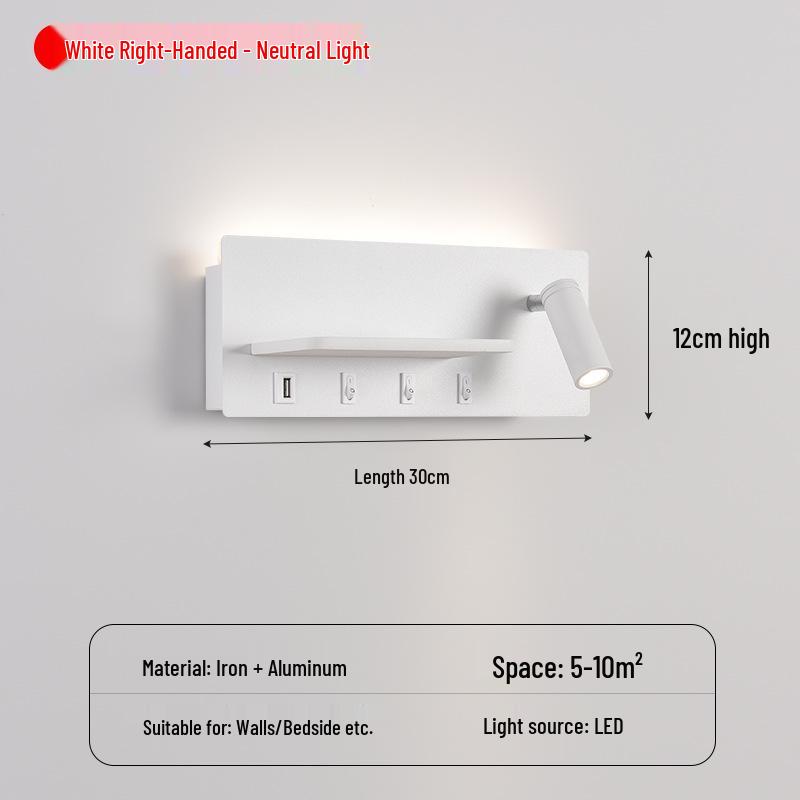USB Wall Lamp: Modern LED Bedside Reading Light for Living Room, Guest Room, or Hotel