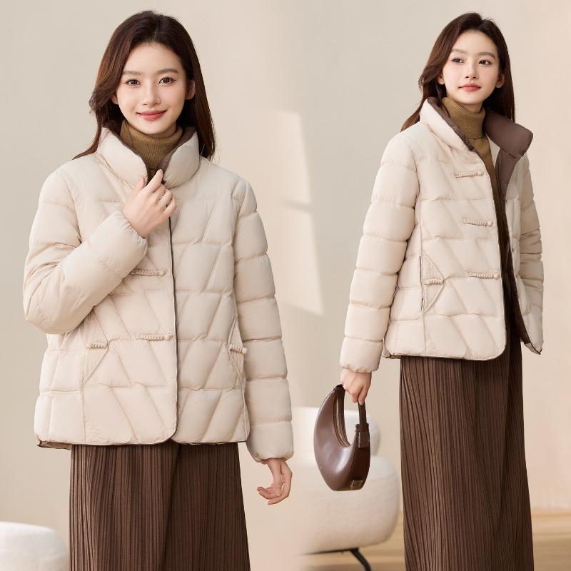 New multi-color stand-up collar short down cotton clothes women's fashion warm temperament design sense thick coat