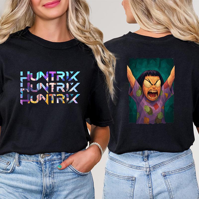 Fashion Korean Short Sleeved T-shirt for Women Clothes Short Sleeved Tees Kpop Demon Hunter HuntrX Oversized Top Y2K Clothing