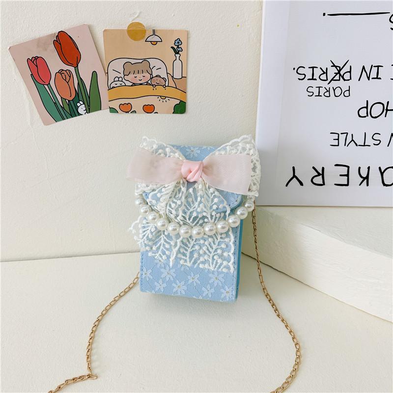 Girl flower small bag 2025 summer new trend messenger bag lace bow shoulder mobile phone bag