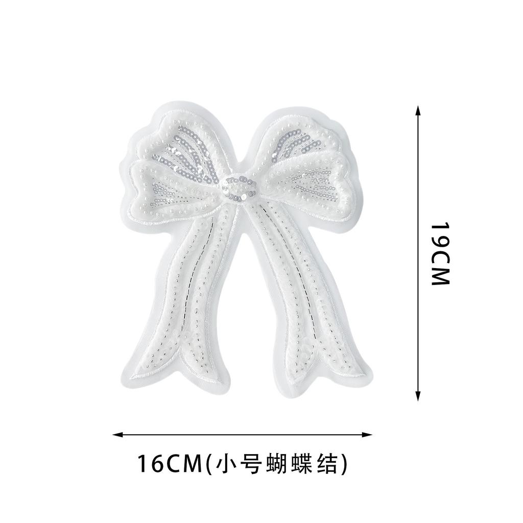 White Organza Lace Pleated Bow Beaded Sequins Decorative Children'S Clothing Lolita Clothing Cloth Sticker Accessories