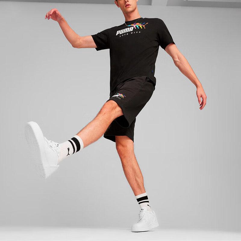 Puma Logo Print Breathable Short Sleeve T-Shirt Men tops Black 682147-01