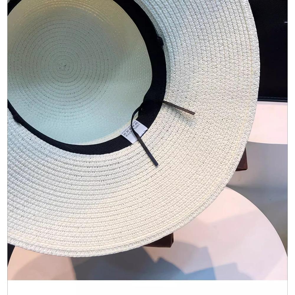 Women's Wide-Brimmed Straw Sun Hat, Summer Beach Hat with Bow, Breathable Foldable, Vacation Accessory