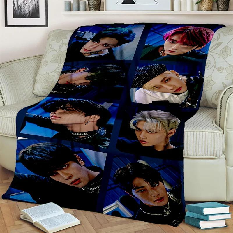 3D Kpop Stray Kids Korea Singer Blanket,Soft Throw Blanket for Home Bedroom Bed Sofa Picnic Travel Office Rest Cover Blanket Kid