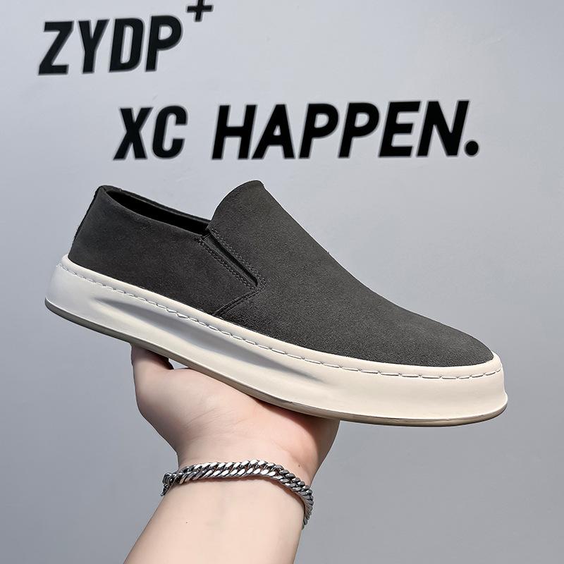 

Spring and Autumn casual men s shoes breathable small leather shoes Korean version versatile soft-soled retro board shoes matte trendy shoes 90084-A 38 серый