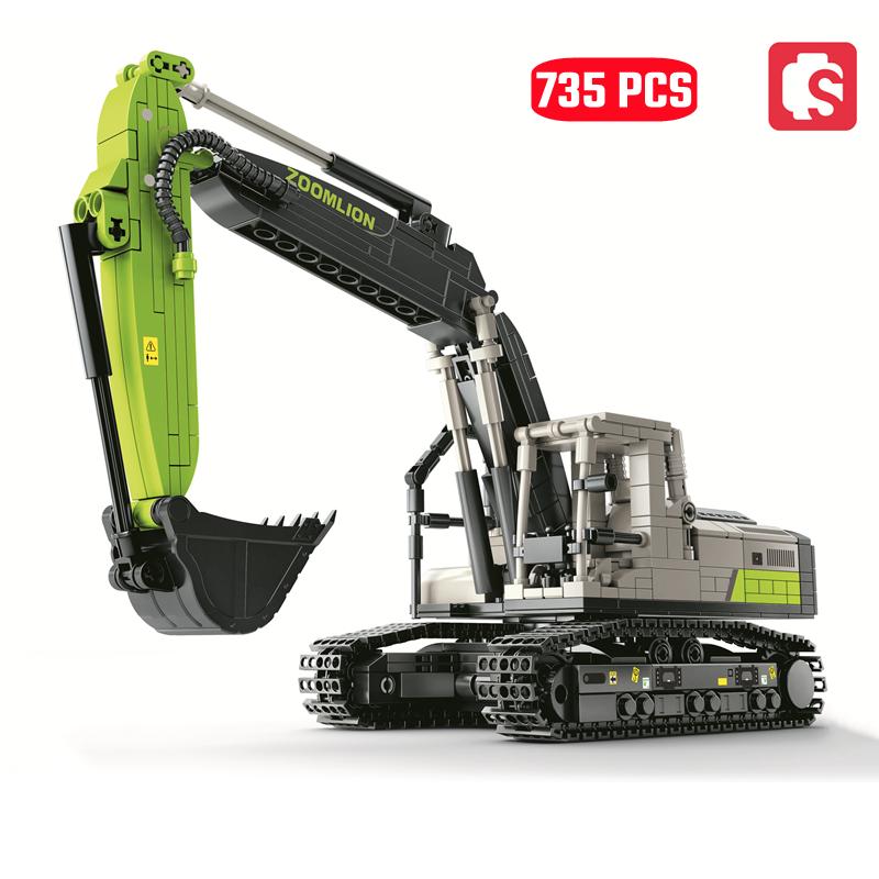 Non-Toxic Sembo City Construction Engineering Vehicle Excavators Crane Bulldozers Concrete Mixer Truck Building Blocks Car Bricks Kid Toys