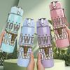 1PC Howdy Cowboy Western Text Print 750ml Color Plastic Sports Water Bottle Leakproof Flip Straw Lid Suitable for Sports Office Home Use