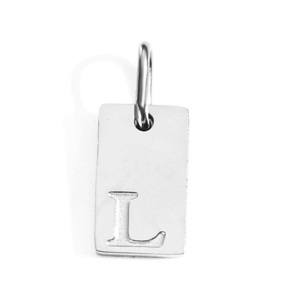 CARLIDANA Minimalist Letter Initial Jewelry Women Stainless Steel Gold Plated Rectangle Silver Color Alphabet Pendant Charm