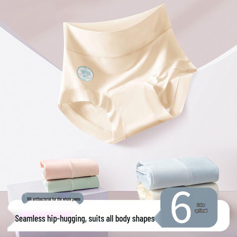 Women's Plus Size High-Waist Cotton Underwear - Antibacterial, Skin-Friendly, Breathable, Seamless Triangle Shorts