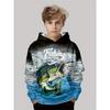 Autumn 3D Creative Fish Pattern Printed Hoodies Fashionable Casual Sports Long Sleeved Children's Boy Hooded Sweatshirts
