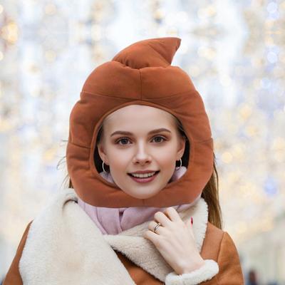 1 Set Poop Head Cover Cartoon Poop Hat with Necklace Sunglasses Winter Warm Oddball Cap for Daily Wear Prank Gift Photo Booth Props