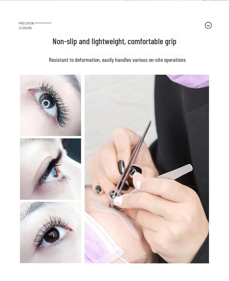 High Precision Diamond Pattern Eyelash Tweezers with Stainless Steel Fiber Tip
