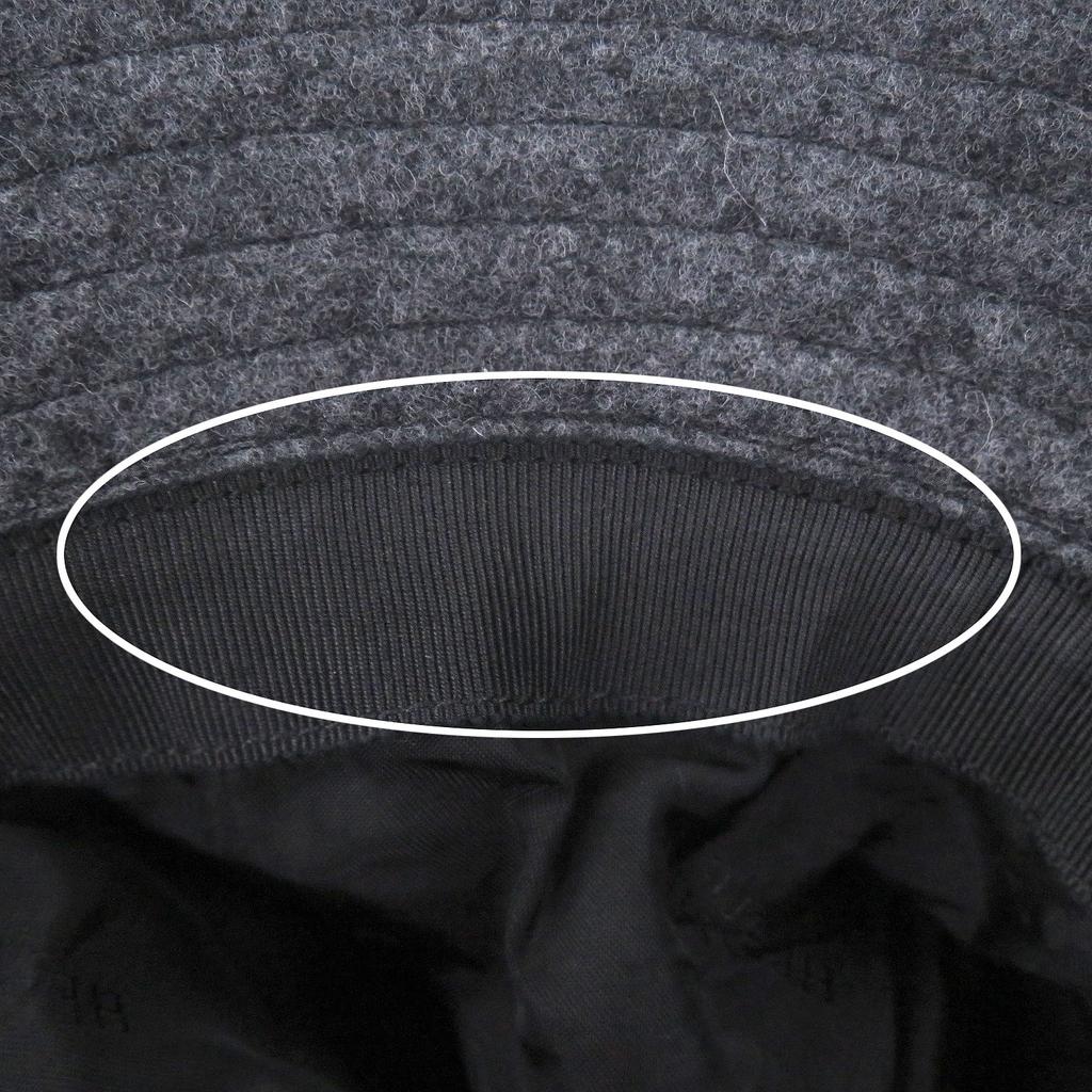 Great HERMES hat BOBFILIPE Serie Button Leather Pocket Bucket gray hair mens Used