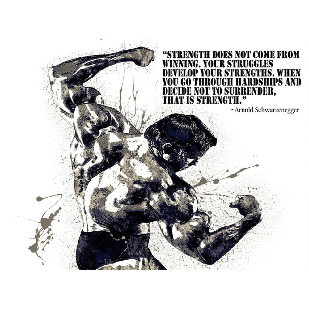 Poster Posa Arnold Schwarzenegger Bodybuilding Palestra Fitness Stampe Sportive Citazione Ispiratrice Pittura su Tela Decorazione Murale