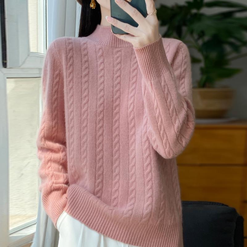 Women's Cashmere Sweater Qinghe Cashmere 30% Cashmere 70% Wool Autumn and Winter Pullover Warm and Fashionable