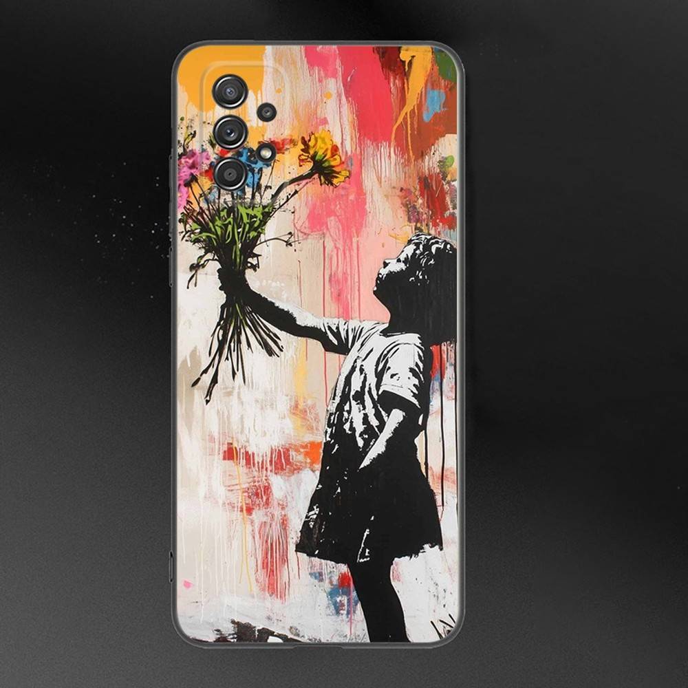 

Чехол для телефона Street Art Banksy Graffiti для Samsung Galaxy A 91,80,73,72,71,53,52,51,22,5G Ударопрочный Мягкий Черный Чехол Samsung a12