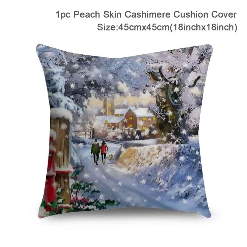 Santa Claus Christmas Tree Snow Scene Snowman Animal Deer Rabbit Bird Fox Sofa Seat Bedroom Car Office Decoration Pillowcase