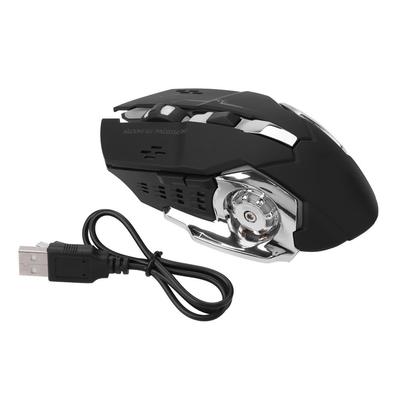 Portable Mute Rechargeable 2400DPI USB 2.4GHz Wireless Optical Gaming Mouse for PC Laptop Black